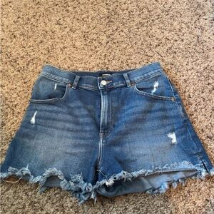 Express Blue High-Waisted Jean Shorts